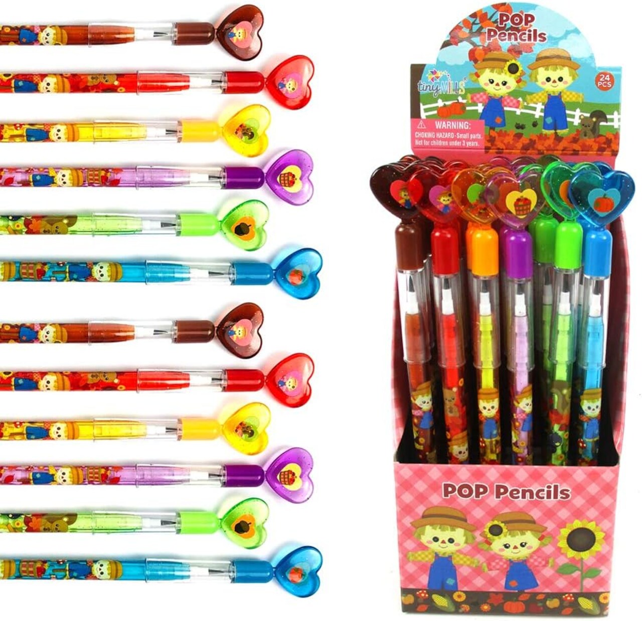 TINYMILLS 24 Pcs Fall Harvest Autumn Thanksgiving Multi Point Pencils Party Favors Goodie Bag Stuffers Carnival Prize Classroom Rewards